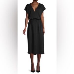 Vince Pima Cotton Blouson Dress Black Size Large